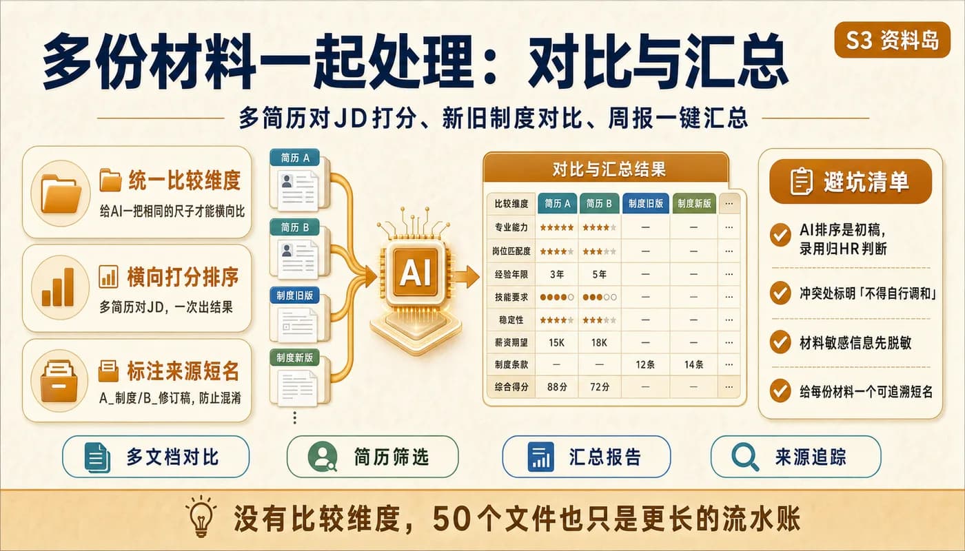 多份材料一起处理:对比与汇总