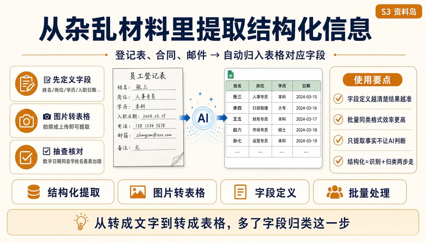 从杂乱材料里提取结构化信息